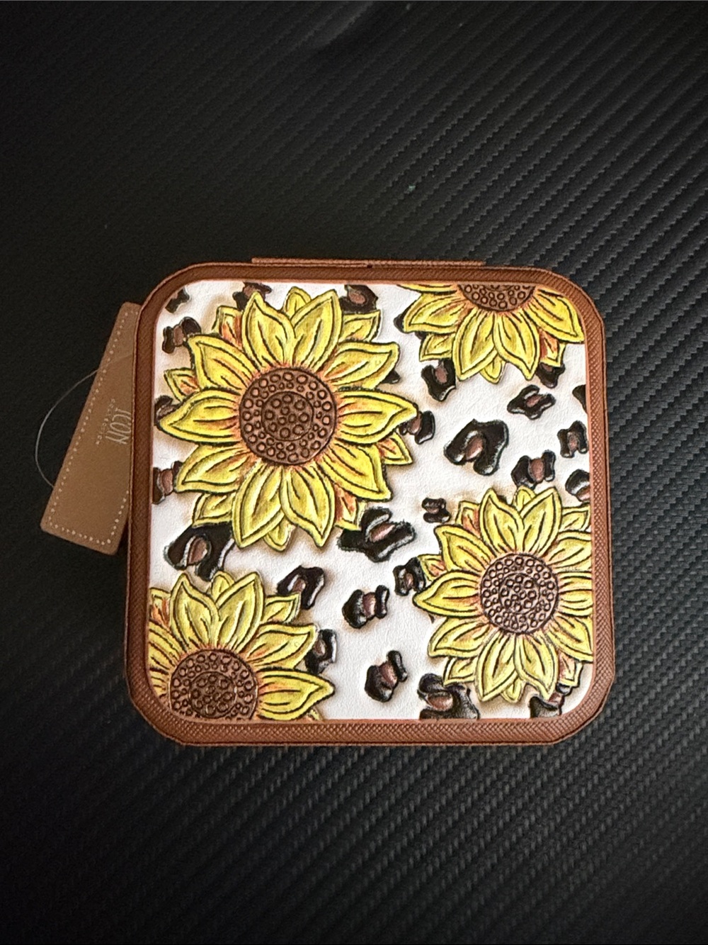 Sunflower Square Mini Jewelry Box- Yellow & Brown